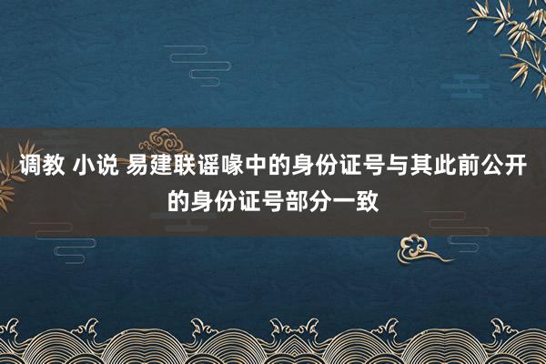 调教 小说 易建联谣喙中的身份证号与其此前公开的身份证号部分一致